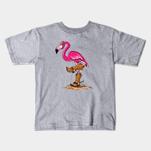 Flamingo in Cowboy Boots Kids T-Shirt